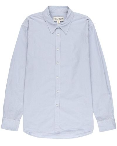 Nili Lotan Camisa Raphael de manga larga - Blanco