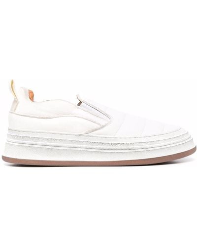 Buttero Panelled Leather Slip-on Trainers - White