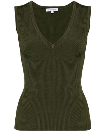 Veronica Beard Ribbed-knit Tank Top - Green