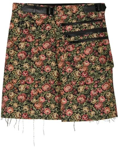 Undercover Pantalones cortos con motivo floral en jacquard - Negro