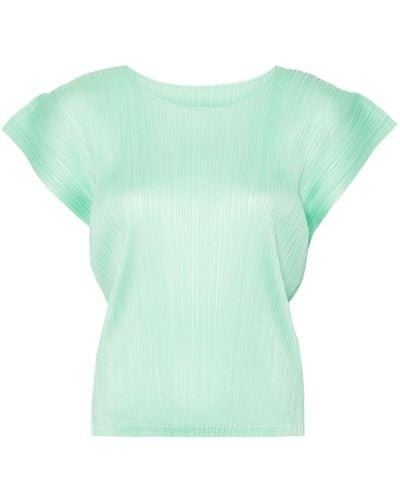 Pleats Please Issey Miyake T-shirt à design plissé - Vert