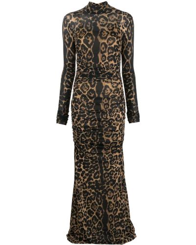 Blumarine Leopard-print Ruched Dress - Gray