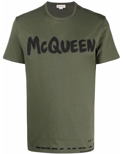 Alexander McQueen T-shirt con stampa logo - Verde