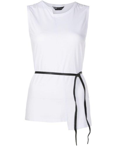 UMA | Raquel Davidowicz Asymmetric Tied-waist Cotton Top - White