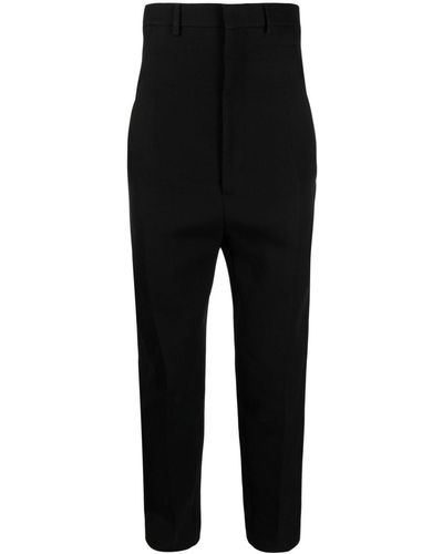 Rick Owens High-waisted Pressed-crease Tapered-leg Trousers - Black