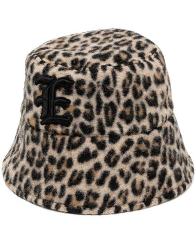 Ermanno Scervino Leopard-print Wool Bucket Hat - Brown