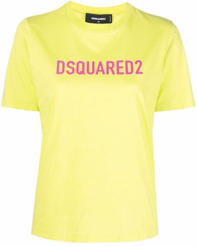 DSquared² T-Shirt In Cotone Con Stampa Logo - Giallo