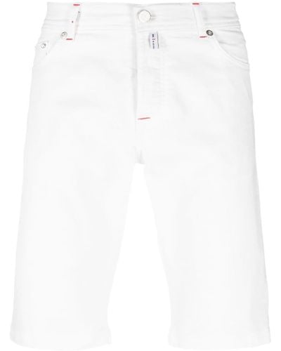 Kiton Jeans-Shorts mit Logo-Patch - Weiß