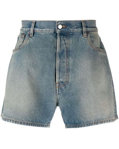 Prada Distressed-effect Denim Bermuda Shorts - Green