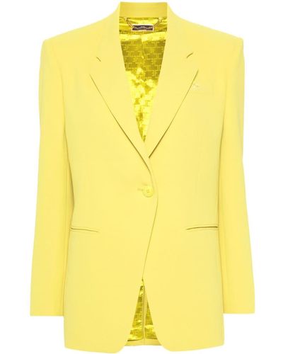 Elisabetta Franchi Logo-embroidered Crepe Blazer - Yellow