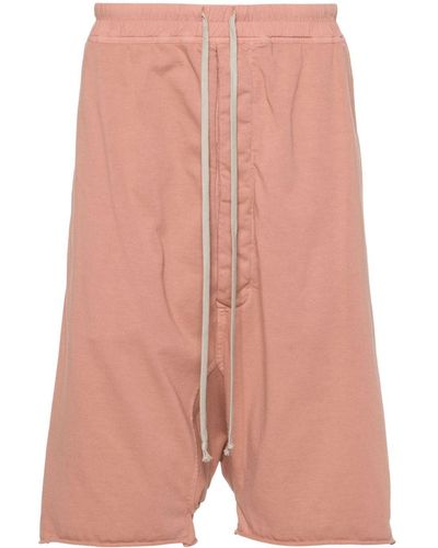 Rick Owens Drop-crotch Cotton Track Shorts - Pink