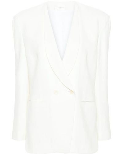 The Row Alda Crepe Double-breasted Blazer - White