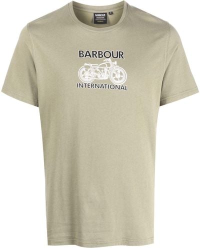 Barbour Logo-print Cotton T-shirt - Natural
