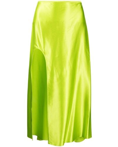 Nue Laetitia Front-slit Silk Skirt - Green