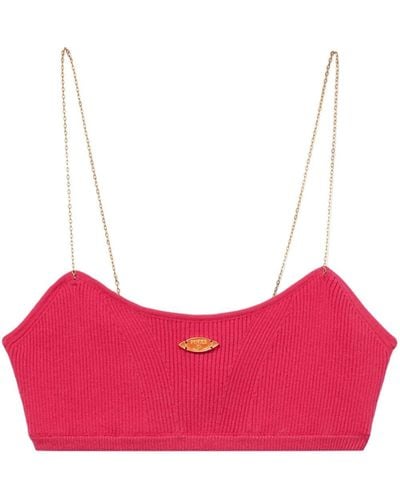 Emilio Pucci Chain-strap Ribbed Bandeau Top - Pink
