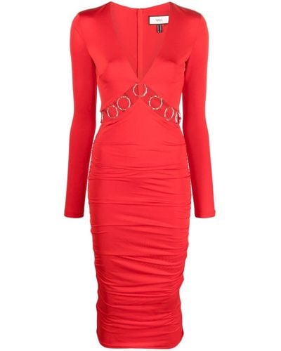Nissa Cut Out-detail Midi Dress - Red