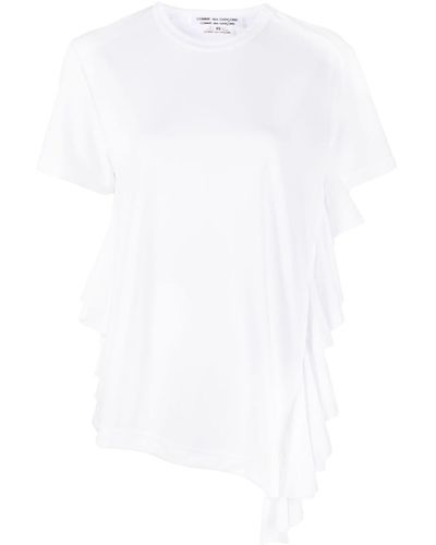 Comme des Garçons Asymmetric Ruffled-detailing T-shirt - White