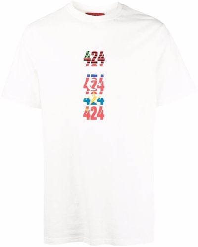 424 Flags-print Short-sleeve T-shirt - White