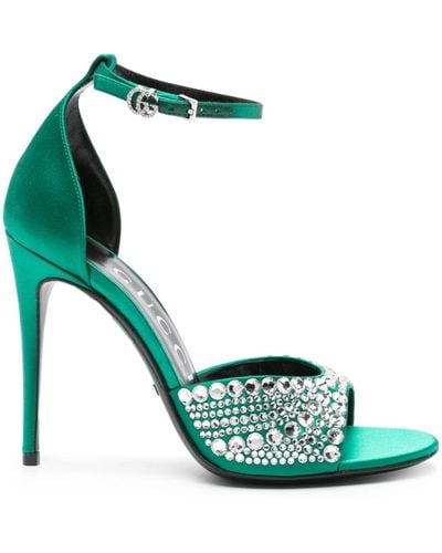 Gucci 100mm Crystal-embellished Sandals - Green
