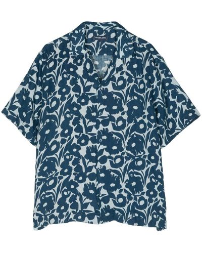 Frescobol Carioca Perennial-print Linen Shirt - Blue
