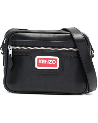 KENZO Logo-plaque Zip-up Crossbody Bag - Black