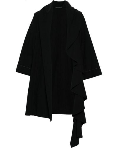 Yohji Yamamoto Open-front Textured Jacket - Zwart