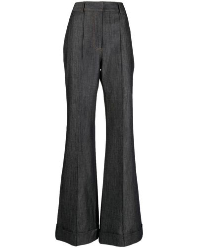 Adam Lippes Pantalon évasé à taille haute - Noir