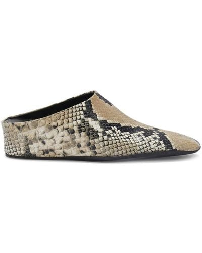 Jil Sander Leather Mule With Python Print - Natural