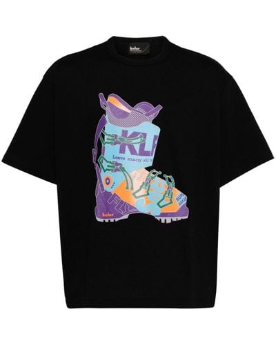 Kolor Graphic-print Cotton T-shirt - Black