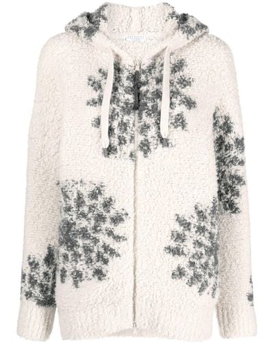 Brunello Cucinelli Hoodie zippé à imprimé flocons de neige - Blanc