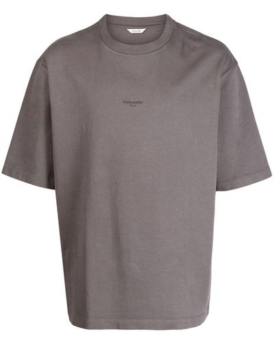Holzweiler Logo-print Organic Cotton T-shirt - Gray