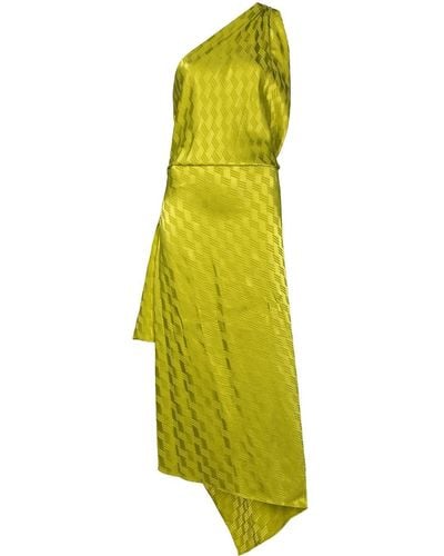The Attico One-shoulder Asymmetric High-slit Dress - Green