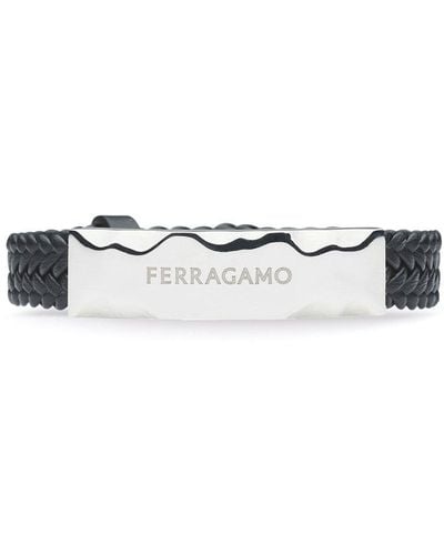 Ferragamo Logo-engraved Leather Bracelet - White