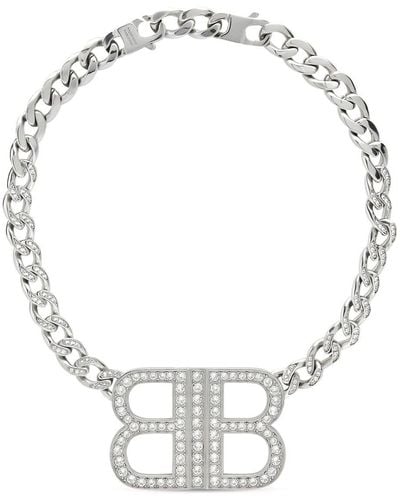 Balenciaga Bb 2.0 Crystal-embellished Necklace - Metallic