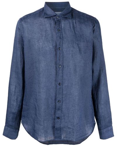 Tintoria Mattei 954 Cutaway-collar Button-up Shirt - Blue