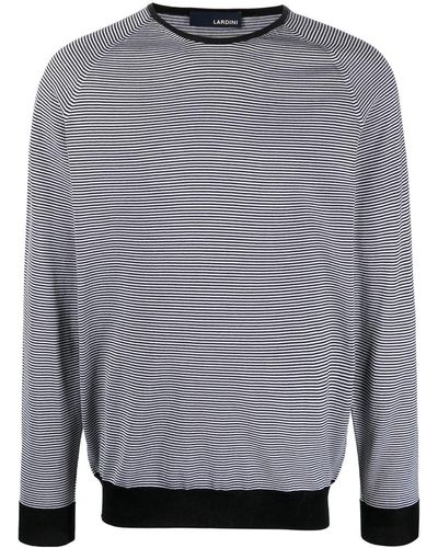 Lardini Gestreiftes Sweatshirt mit Kontrastdetails - Grau