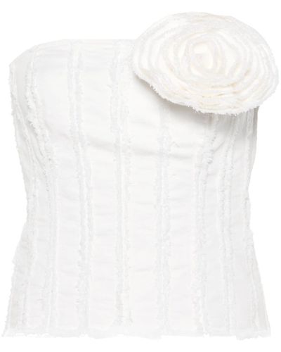 Blumarine Floral-appliqué Corset Top - White