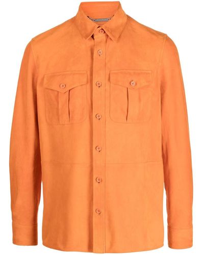 Ralph Lauren Purple Label Suede Shirt Jacket - Orange