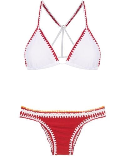 Amir Slama Bikini con diseño de dos tonos - Rojo