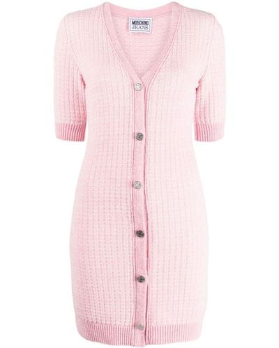 Moschino Jeans V-neck Knitted Minidress - Pink