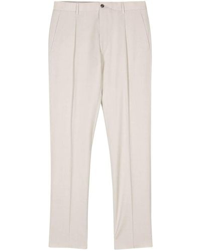 Moorer Vieste Pleat-detail Straight-leg Trousers - White