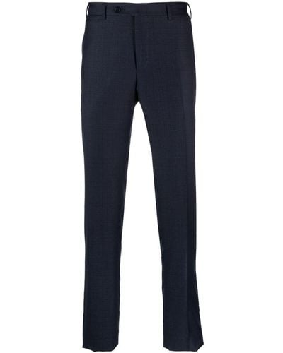 Canali Pressed-crease Wool Straight-leg Pants - Blue