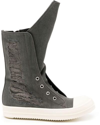 Rick Owens Distressed Trainer Boots - Black