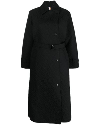 BOSS Single-breasted belted trench coat - Nero