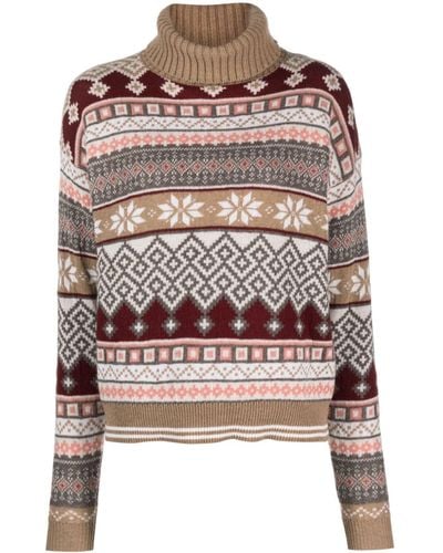Ballantyne Intarsia-knit Roll-neck Wool Sweater - Brown