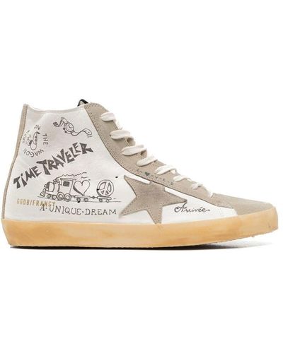 Golden Goose Francy Journey-print High-top Trainers - White