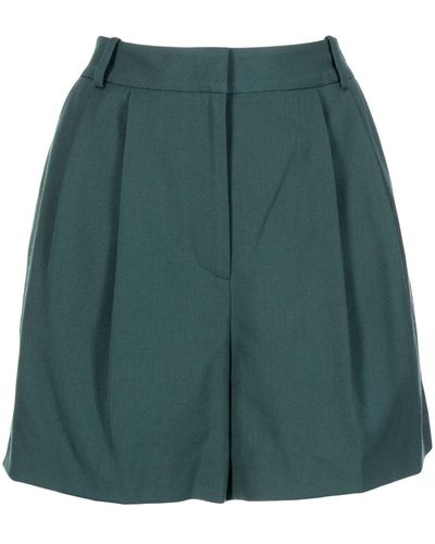 Juun.J Concealed-front Fastening Pleated Shorts - Green