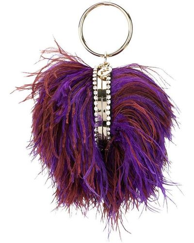 Rosantica Ostrich Feather-embellished Bag - Purple