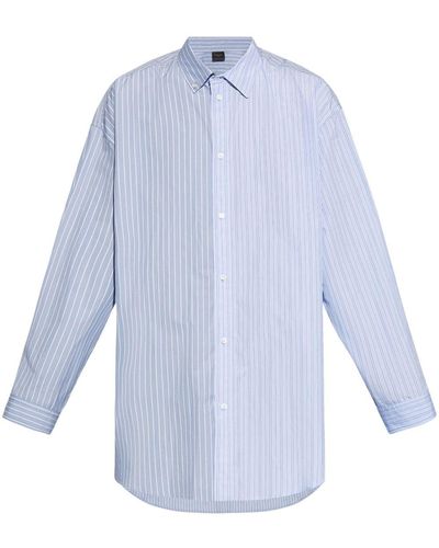 Balenciaga Striped Cotton Shirt - Blue