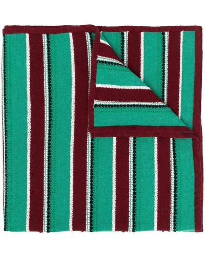 Barrie Striped Knitted Scarf - Green